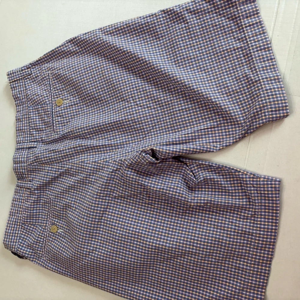 J. Crew flat front‎ Men's 10 inch inseam Blue Checkered Shorts sz 32
